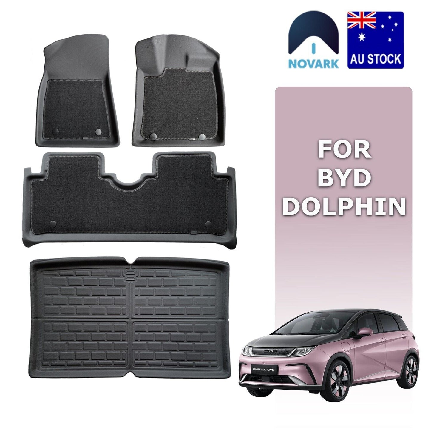 All-Weather Floor Car Cargo Trunk Kick Mats Boot Liner for BYD Dolphin 2023-2025