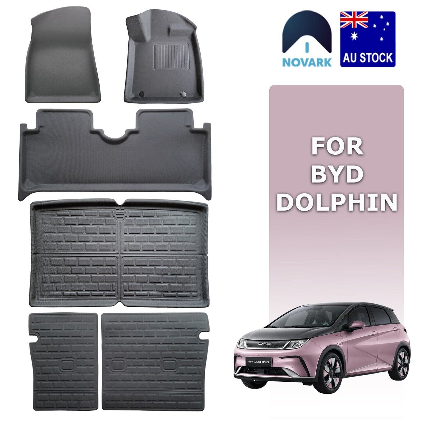 All-Weather Floor Car Cargo Trunk Kick Mats Boot Liner for BYD Dolphin 2023-2025