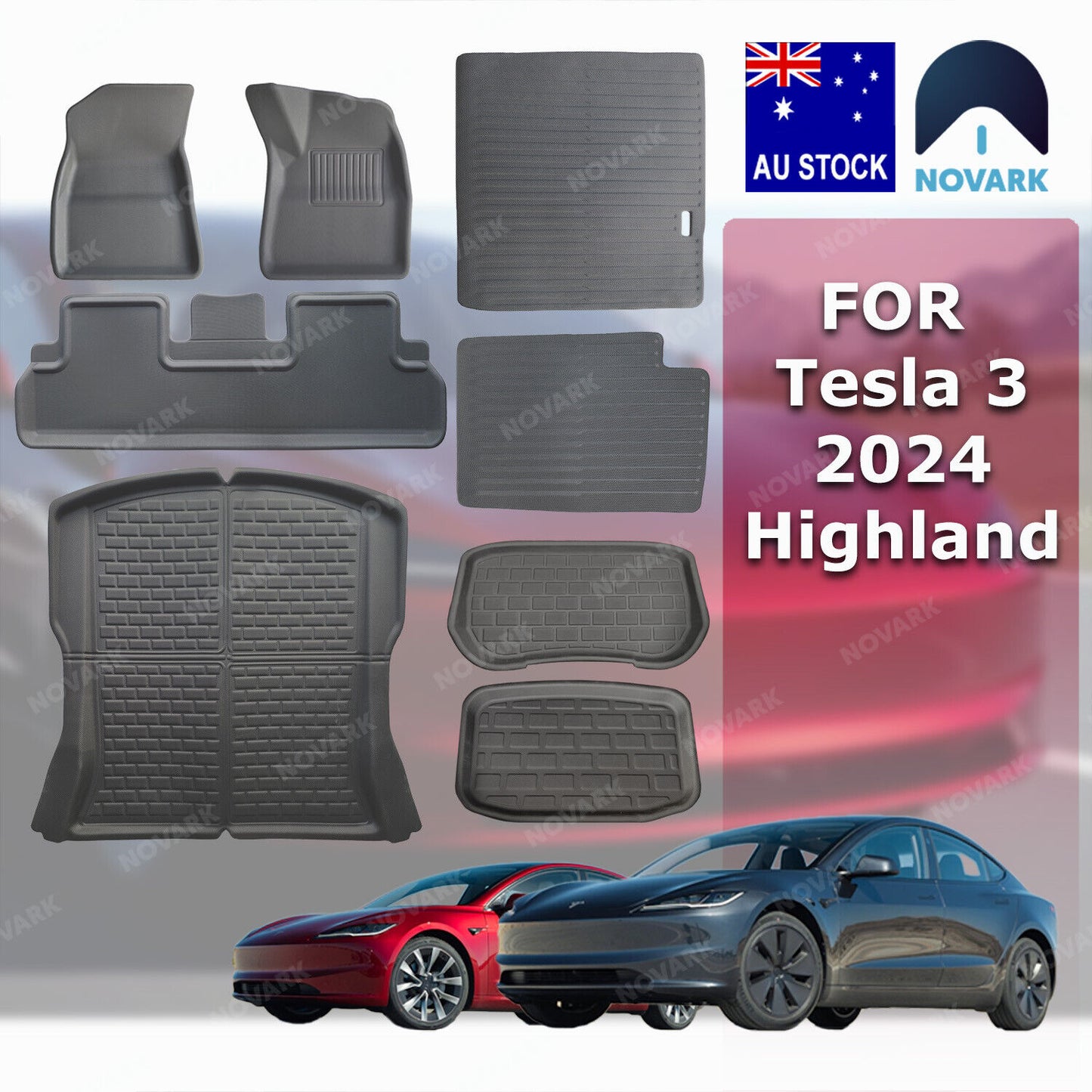 Tesla Model 3 2024 Highland XPE/Carpet Floor Mats Boot Liner Frunk Rear Seat