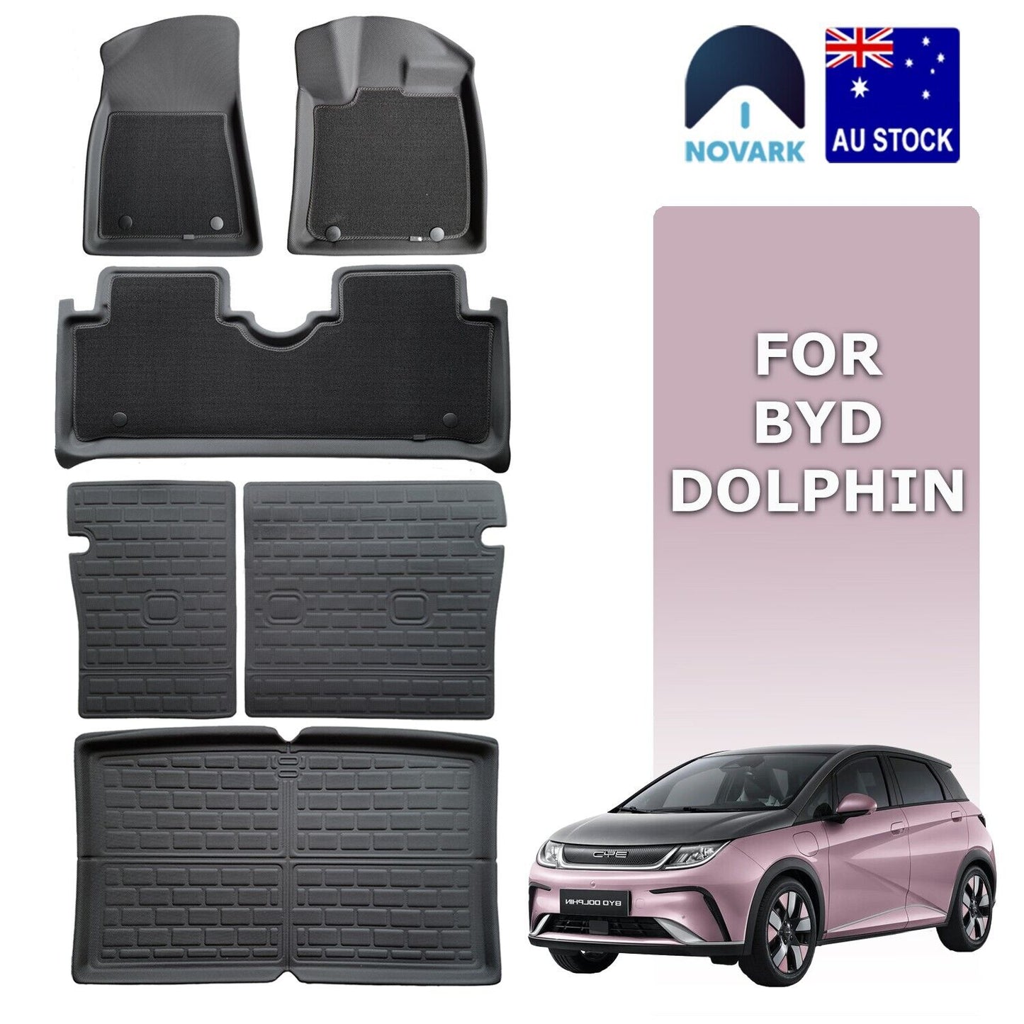 All-Weather Floor Car Cargo Trunk Kick Mats Boot Liner for BYD Dolphin 2023-2025